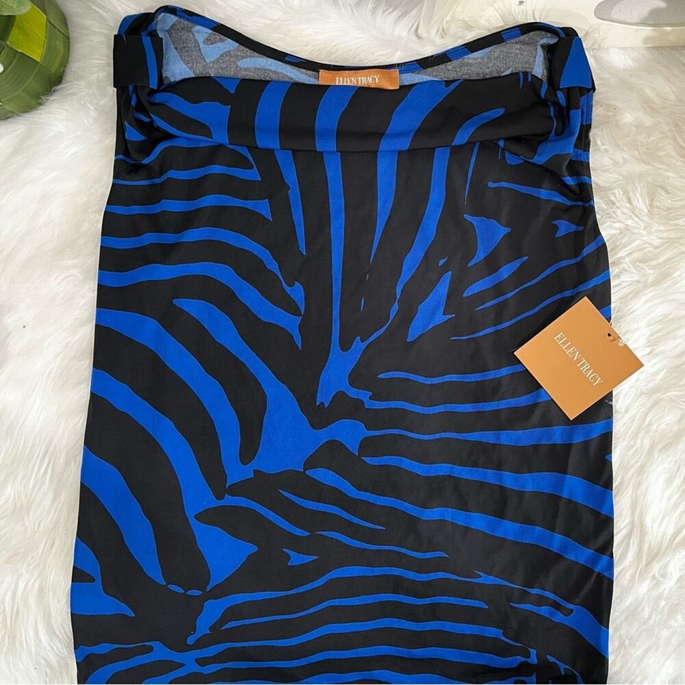 NEW Ellen Tracy Striped Cowl Neck Zebra Two Tone Casual Sleeveless Top S NWT - Picture 6 of 13